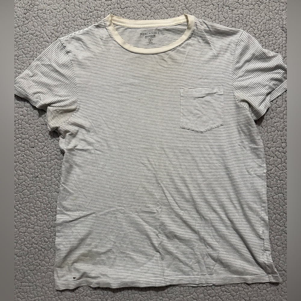 J. Crew Men's Short Sleeve Striped Tee - Cream and Gray